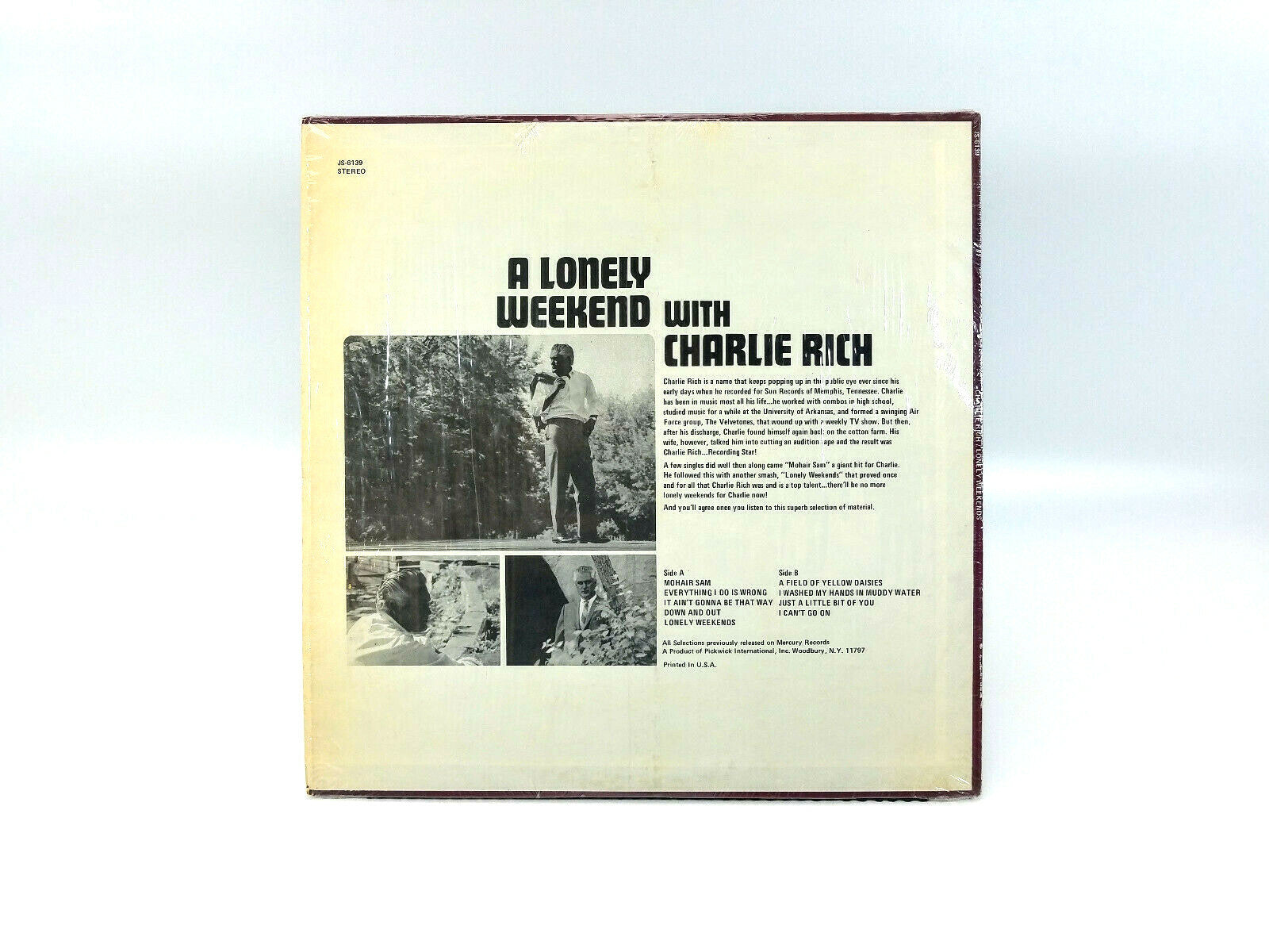 Lot of 3 Charlie Rich LPs - Behind Closed Doors, Lonely Weekends, Country Music