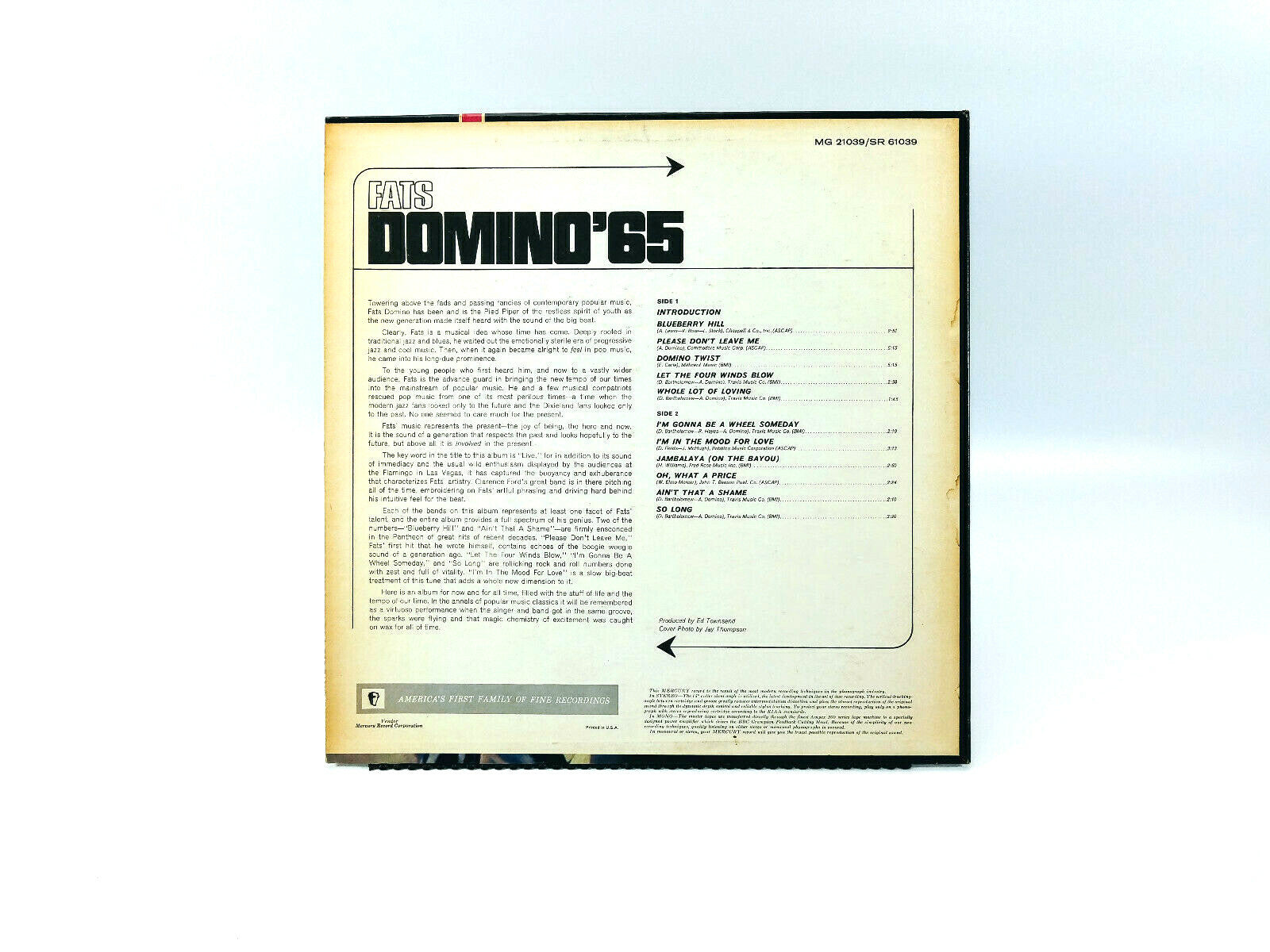 Fats Domino – Fats Domino '65, Mercury – SR 61039, SR-61039  LP
