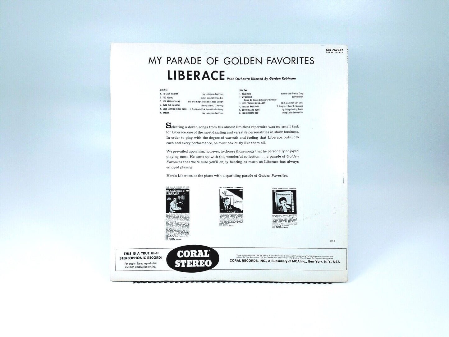 Lot of 4 LIBERACE Vinyl LP Record Albums, HS11175, PAS-1009, VL73821 & 6137