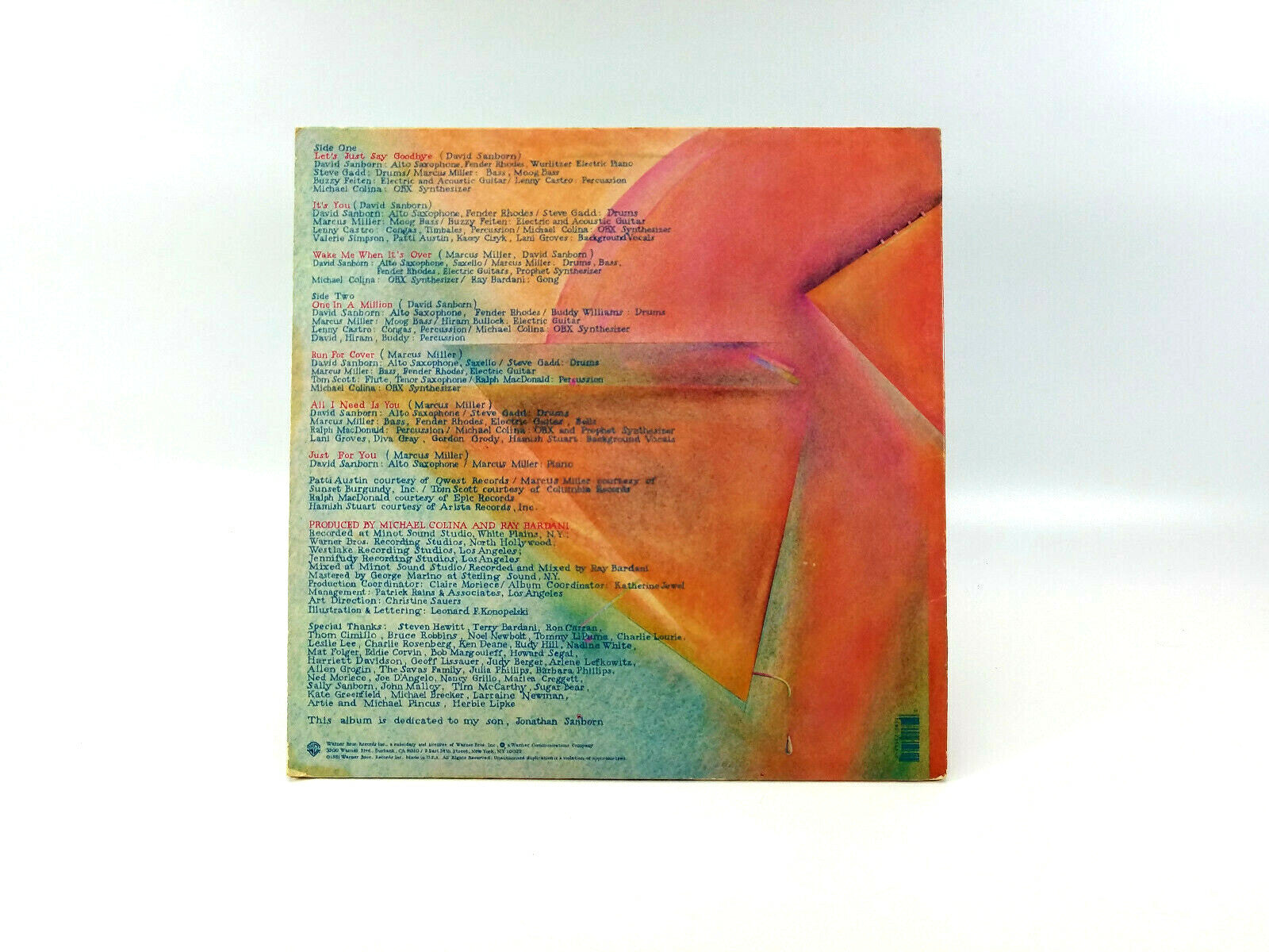 David Sanborn – Voyeur - PROMO COPY! Warner Bros. Records – BSK 3546 LP NM