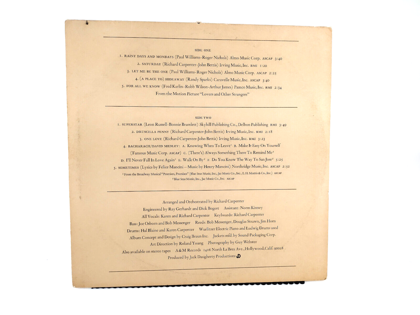 Carpenters – Carpenters, LP - SP-3502