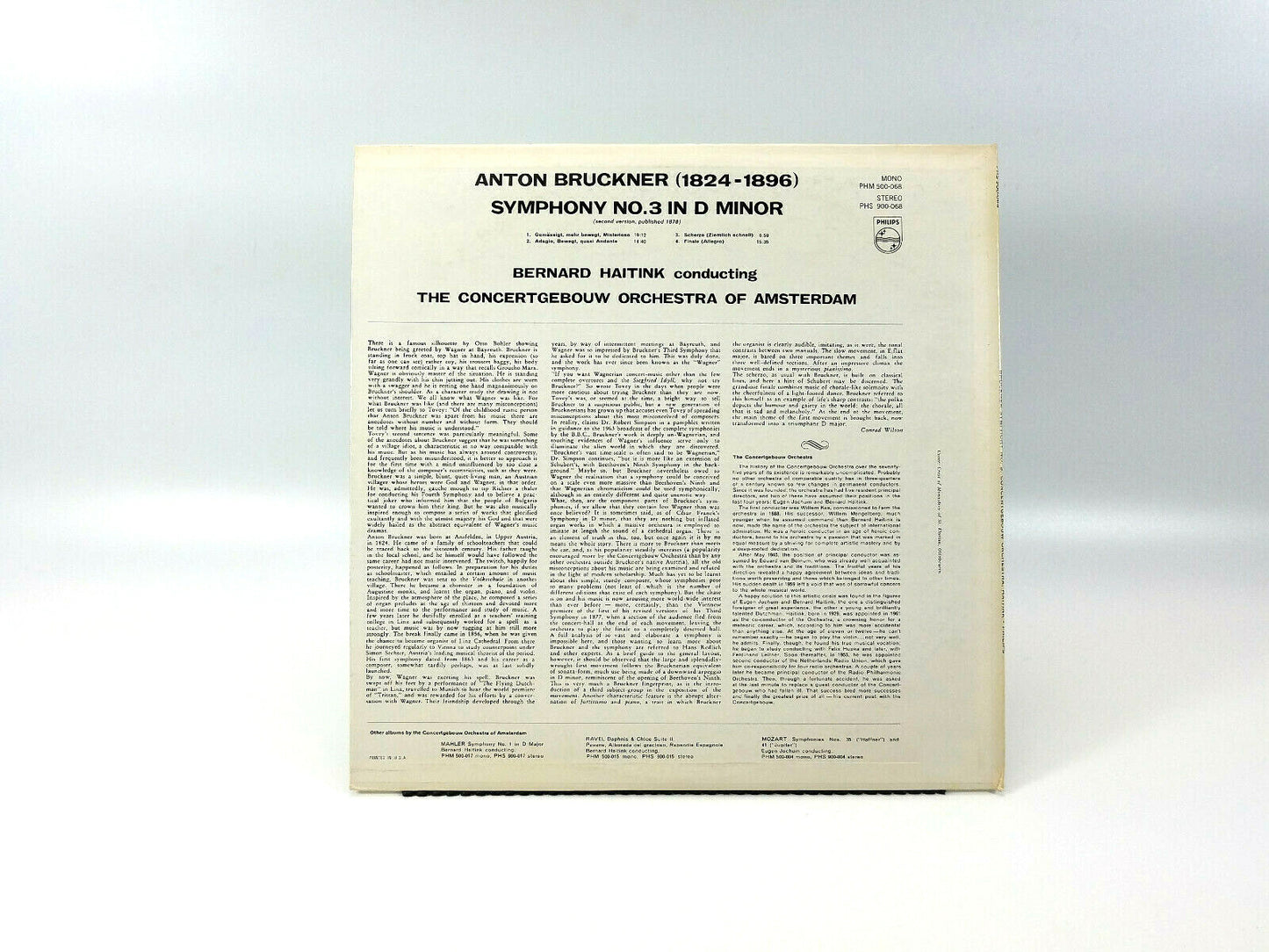 Bruckner* / Bernard Haitink, Symphony No. 3 In D Minor Philips – PHS 900-068 LP 