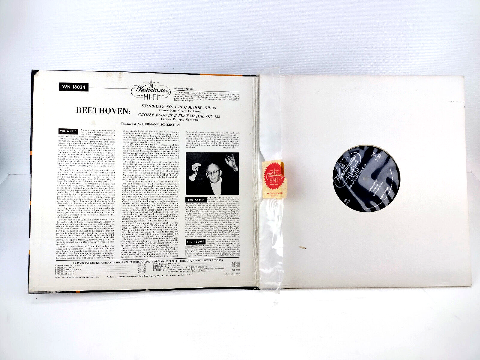 Ludwig van Beethoven, Hermann Scherchen, Grosse Fuge Op. 133 / Symphony No. 1 LP