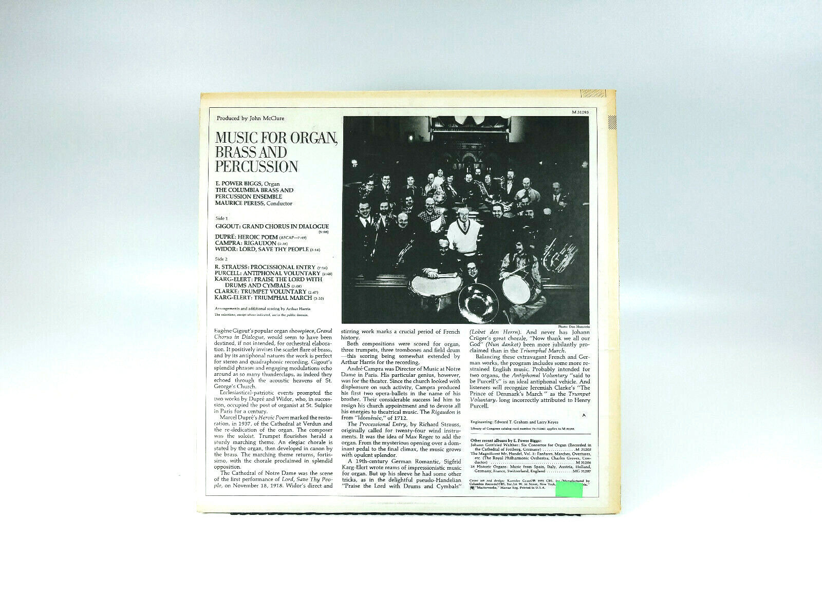 E. Power Biggs - Music For Organ, Brass and Percussion | Vinyl LP | NM