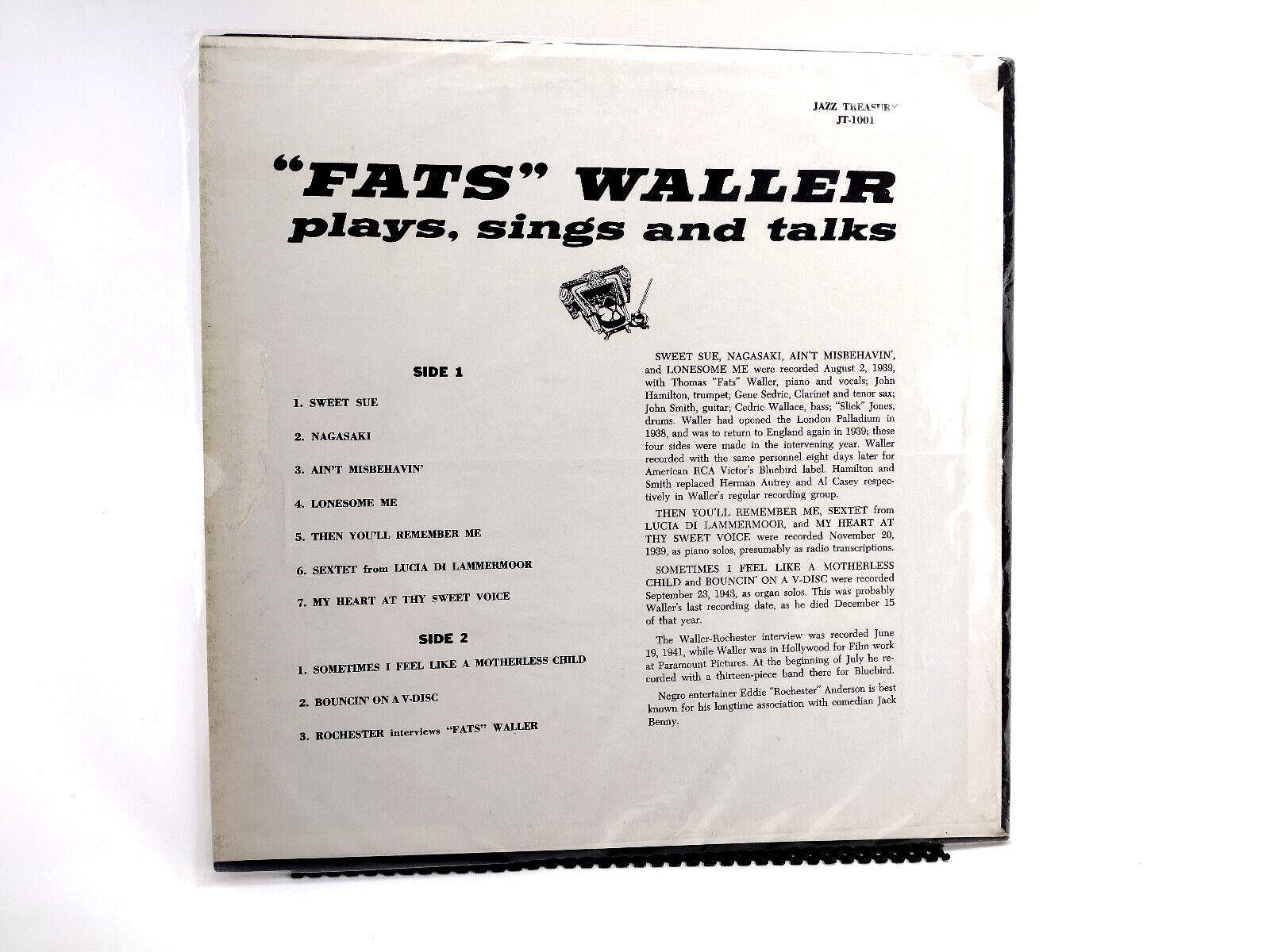 Fats Waller - Plays, Sings And Talks, Vinyl, LP - Cleaned w/ Vinyl Vac!
