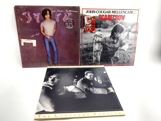 LOT OF 3 John Cougar Mellencamp LPs - NM - Cleaned w/ Vinyl Vac!