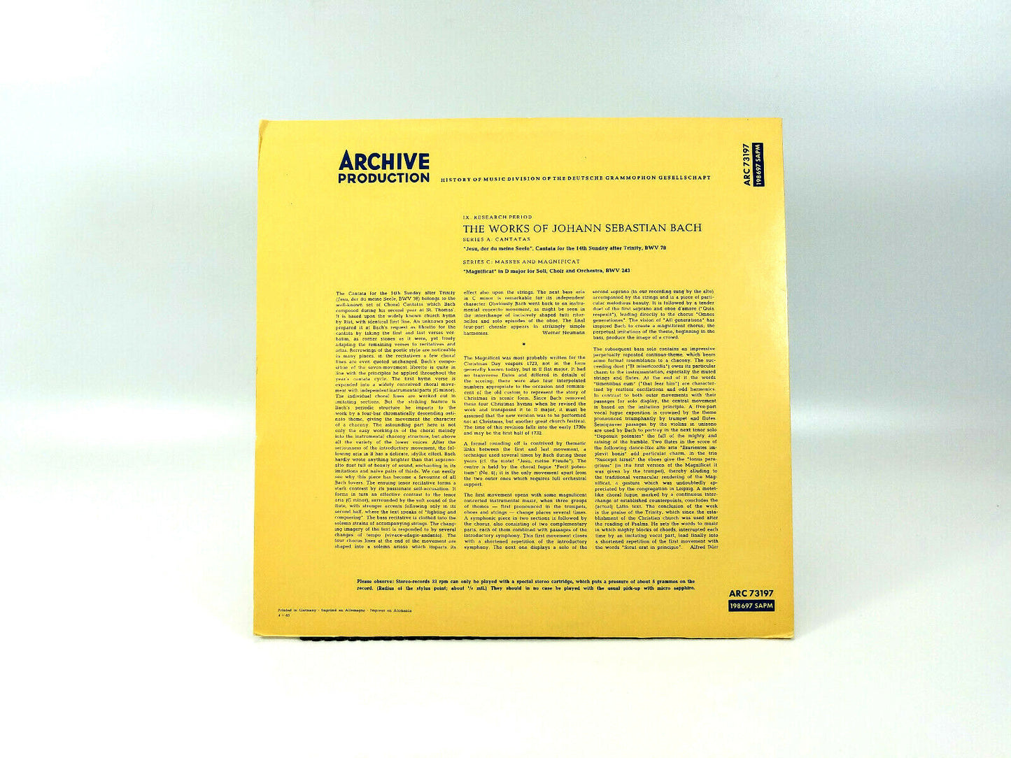 The Works of Johann Sebastian Bach ARC73197 LP - NM