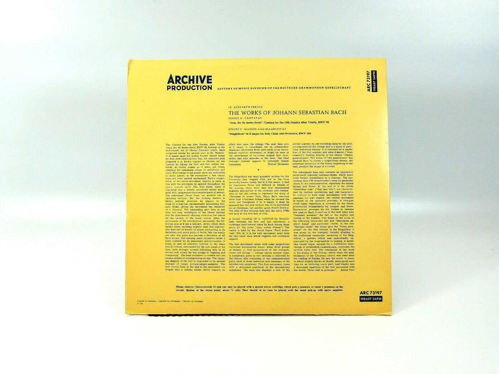 The Works of Johann Sebastian Bach ARC73197 LP - NM