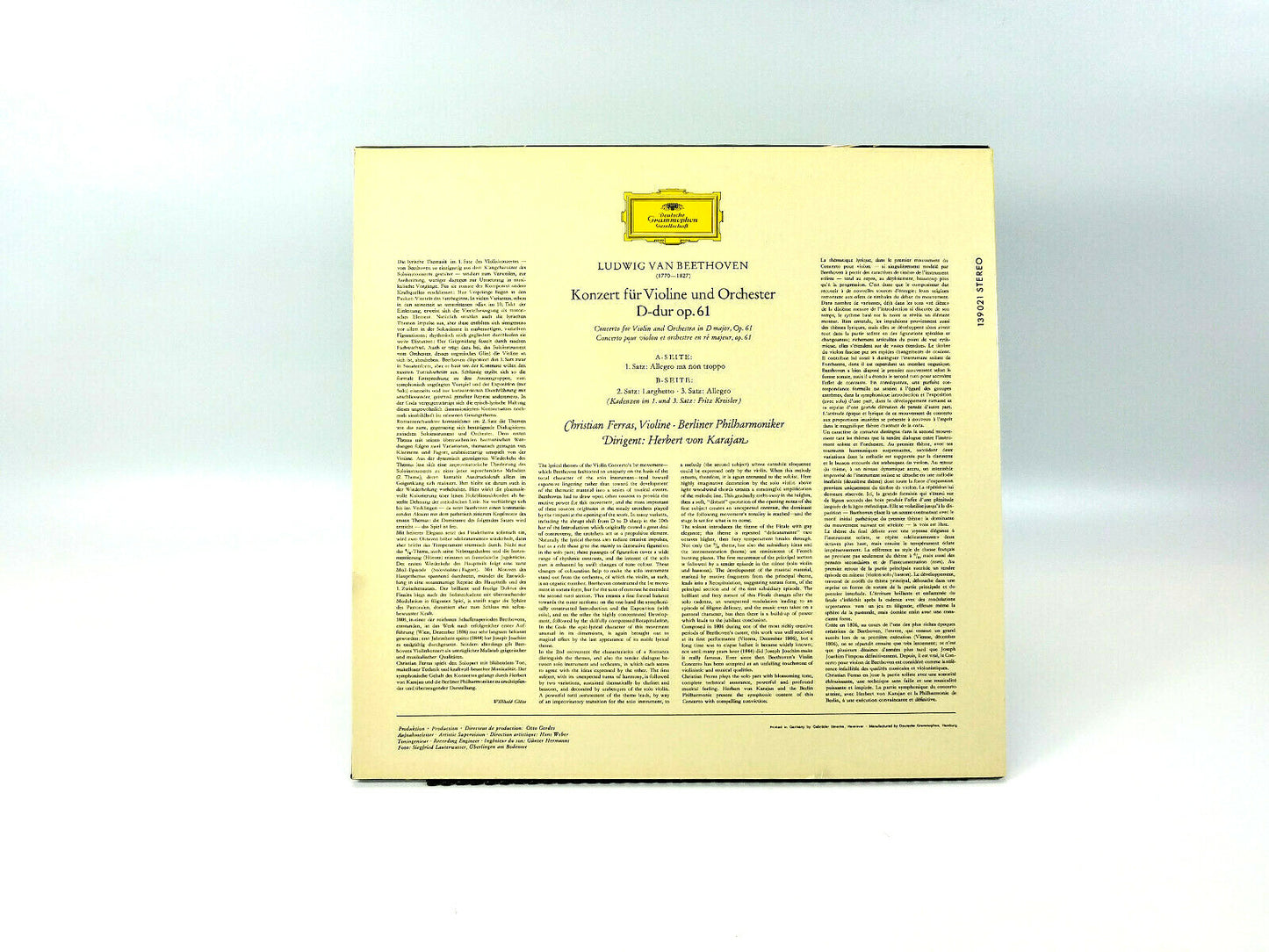 Beethoven*, Christian Ferras, Violin Concerto 139 021 SLPM  Vinyl, LP - NM