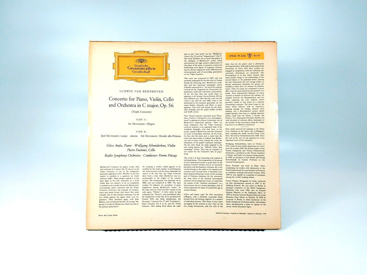  BEETHOVEN: Triple Concerto LPEM 19236 - Deutsche Grammophon - VG+