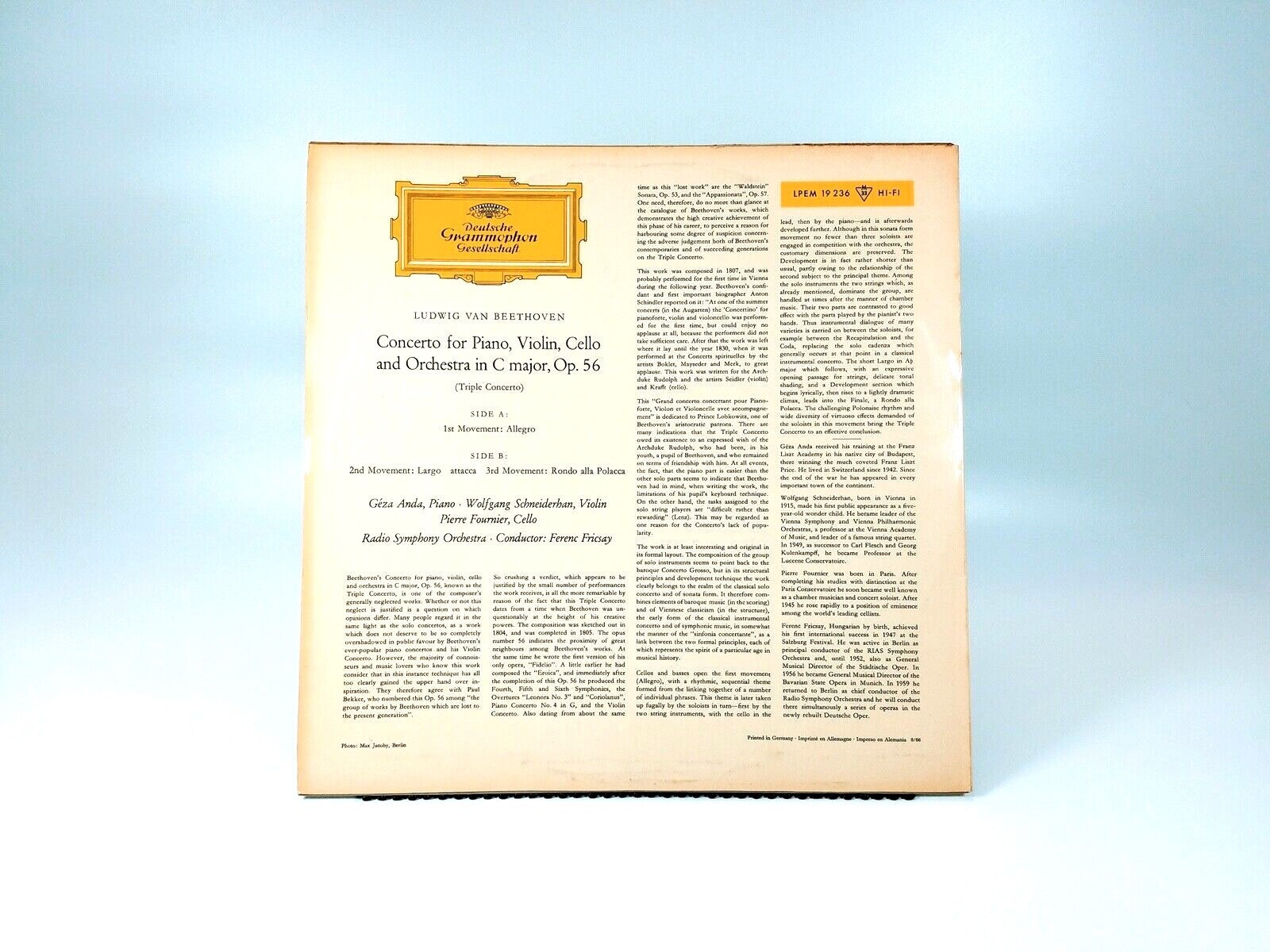  BEETHOVEN: Triple Concerto LPEM 19236 - Deutsche Grammophon - VG+