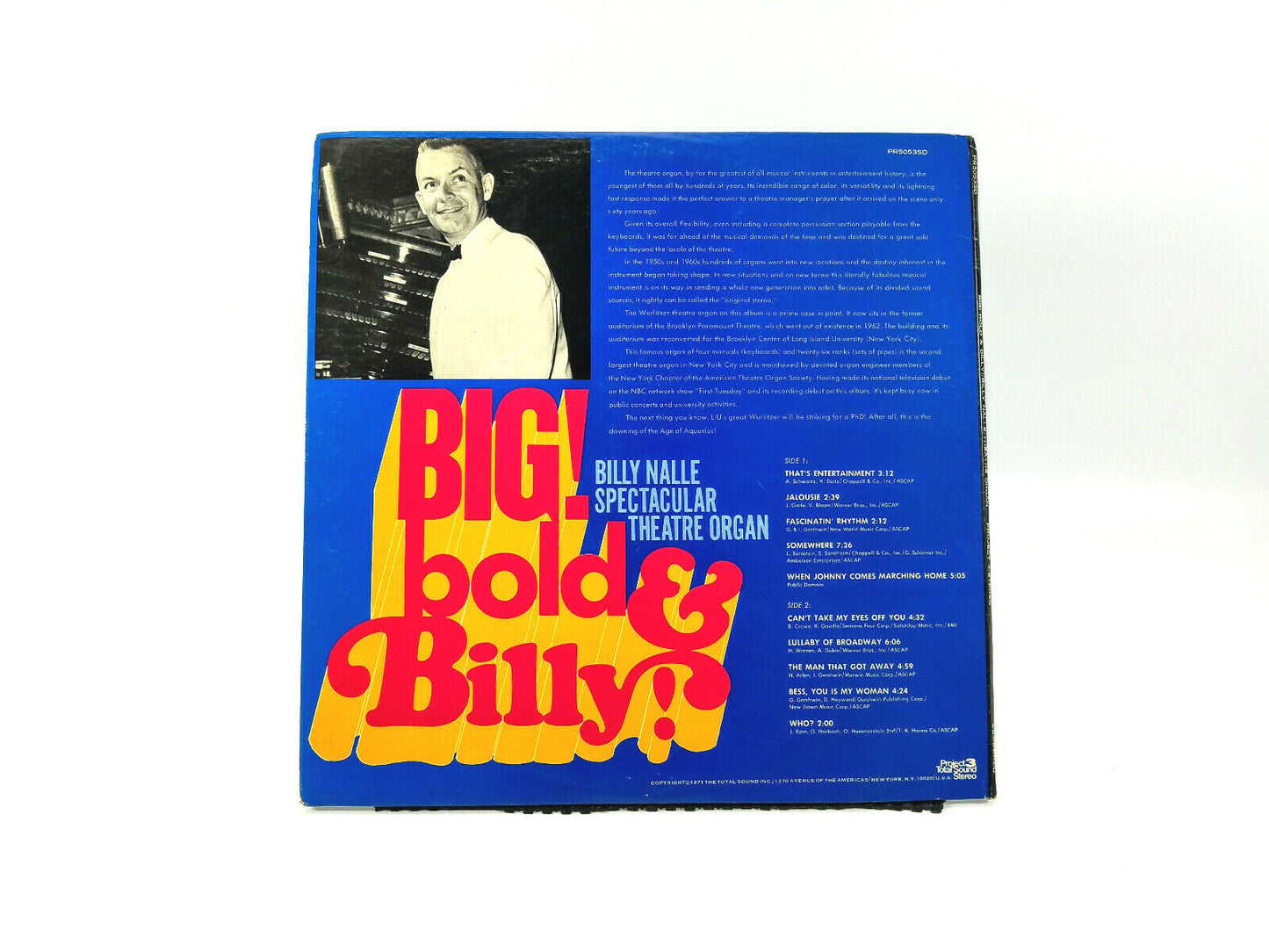 Billy Nalle - Big! Bold & Billy! Project 3 Total Sound PR5053SD Vinyl, LP VG+