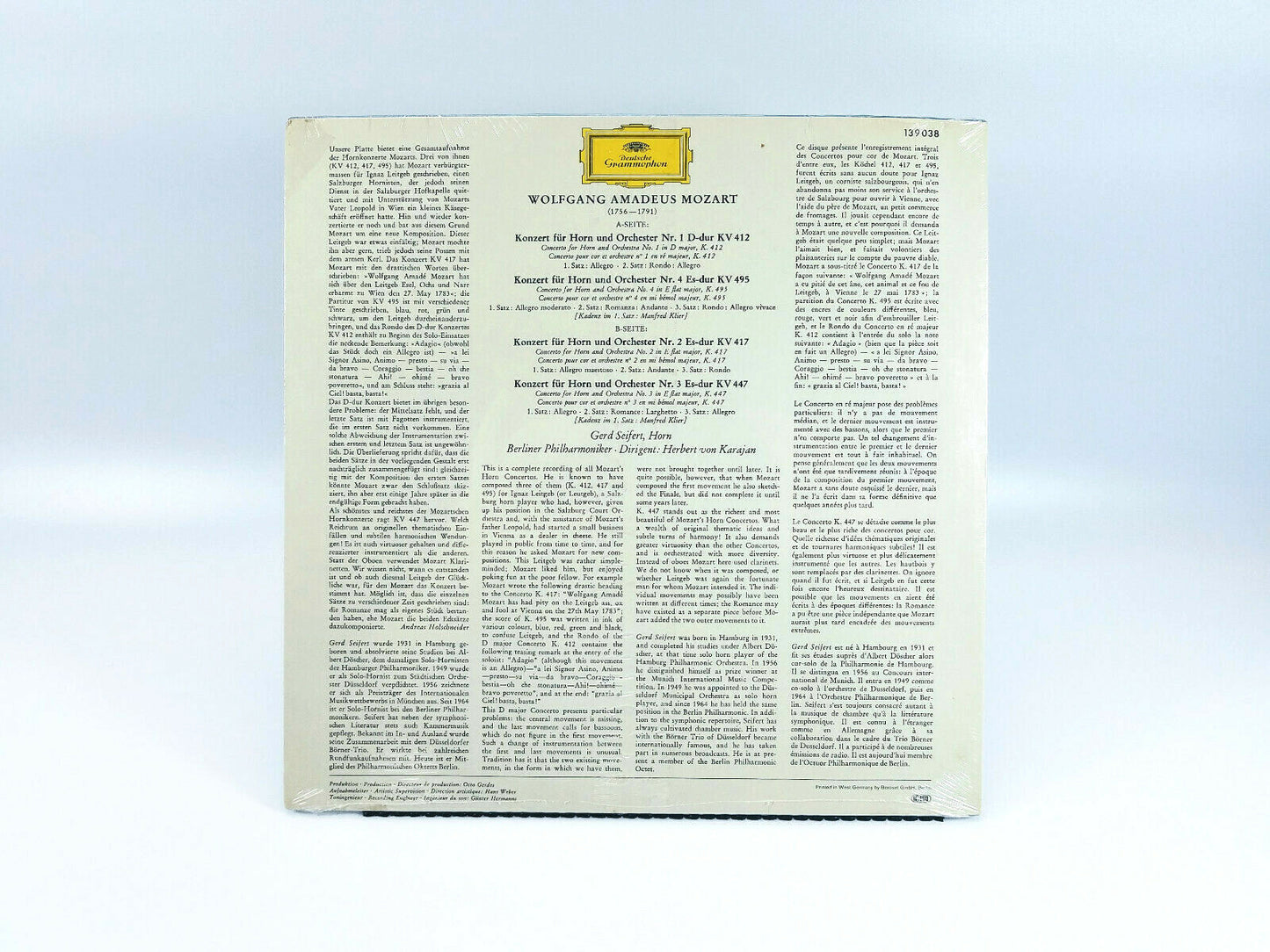 Wolfgang Amadeus Mozart - Hornkonzerte KV 412  | Vinyl LP | M SEALED