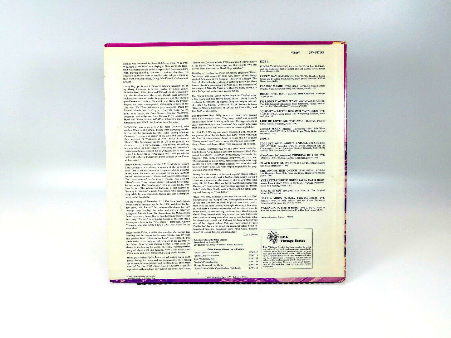 Various - 1926  RCA Victor – LPV-557 RE Vinyl,LP 1968 NM 