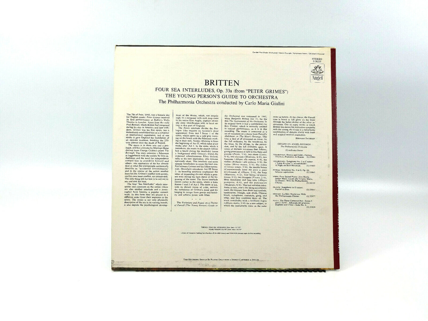 Britten*, Carlo Maria Giulini, Four Sea Interludes S 36215 LP - NM