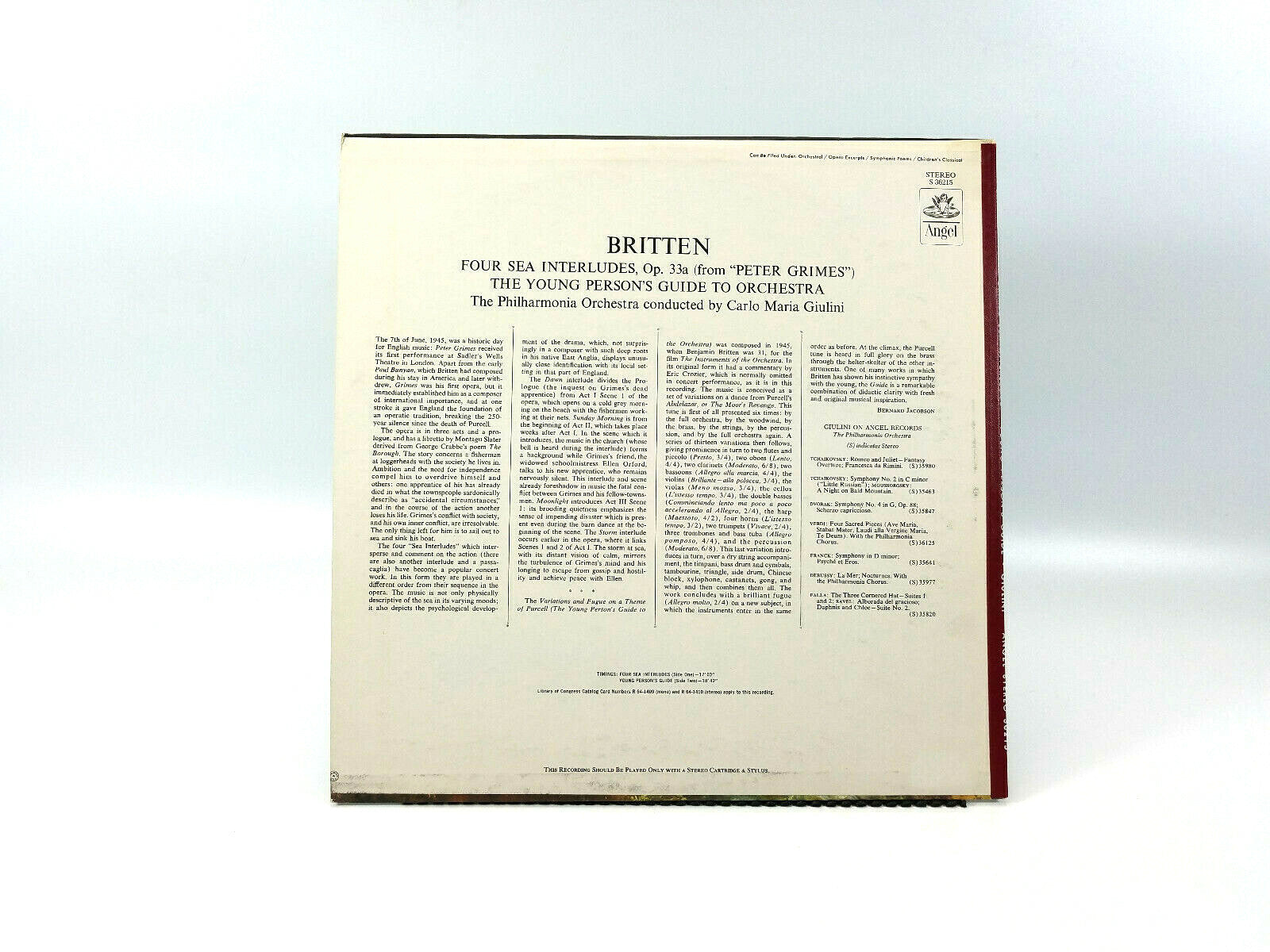 Britten*, Carlo Maria Giulini, Four Sea Interludes S 36215 LP - NM