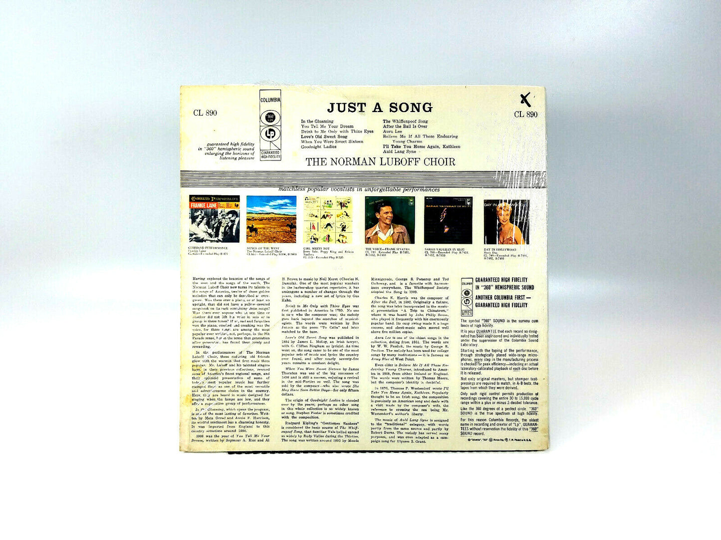 The Norman Luboff Choir* - Just A Song..PROMO COPY! CL 890 LP VG+