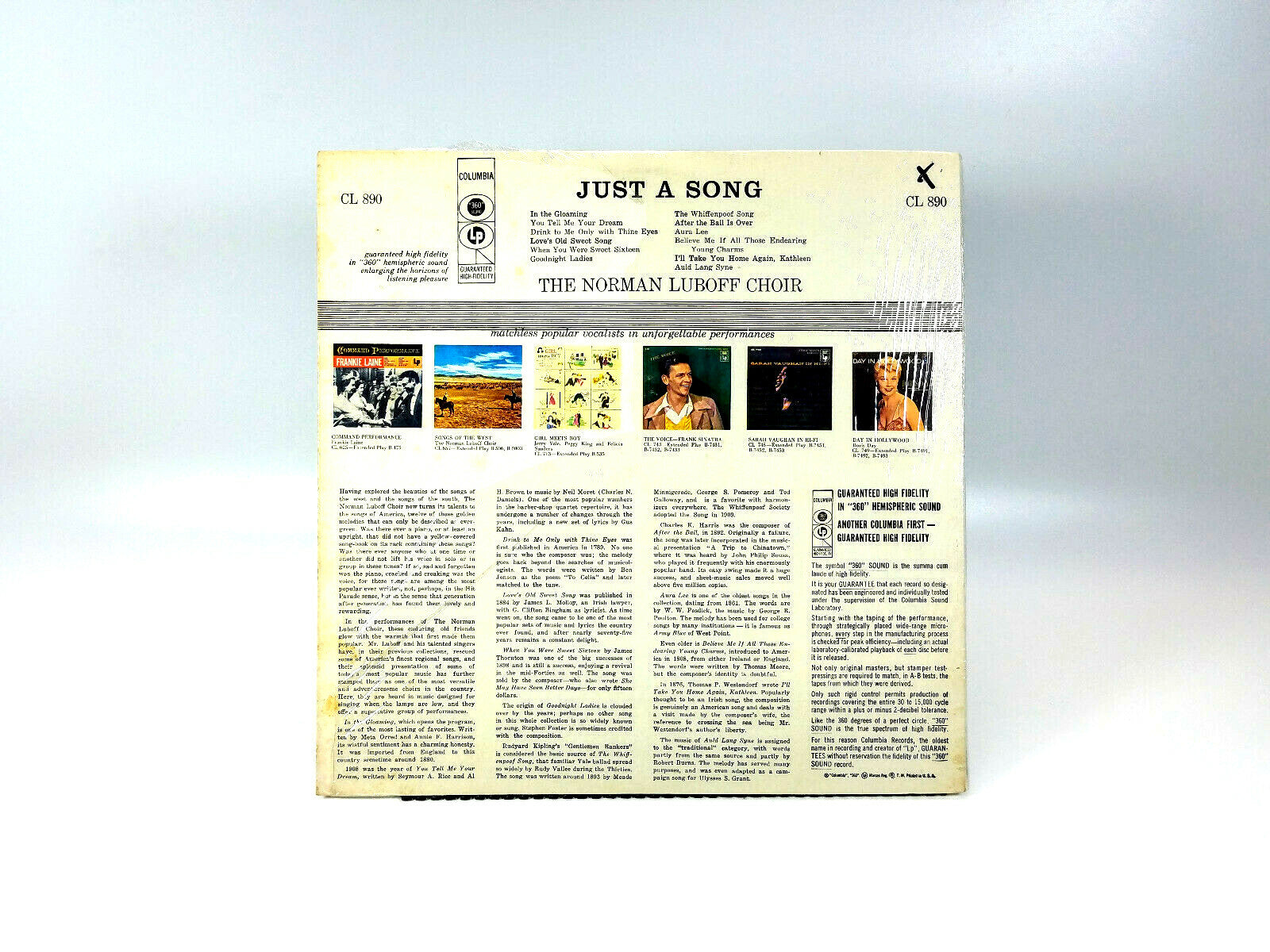 The Norman Luboff Choir* - Just A Song..PROMO COPY! CL 890 LP VG+