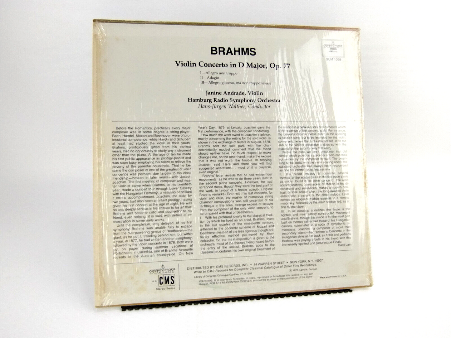 Brahms*, Janine Andrade - Violin Concerto in D Major, Op. 77, LP