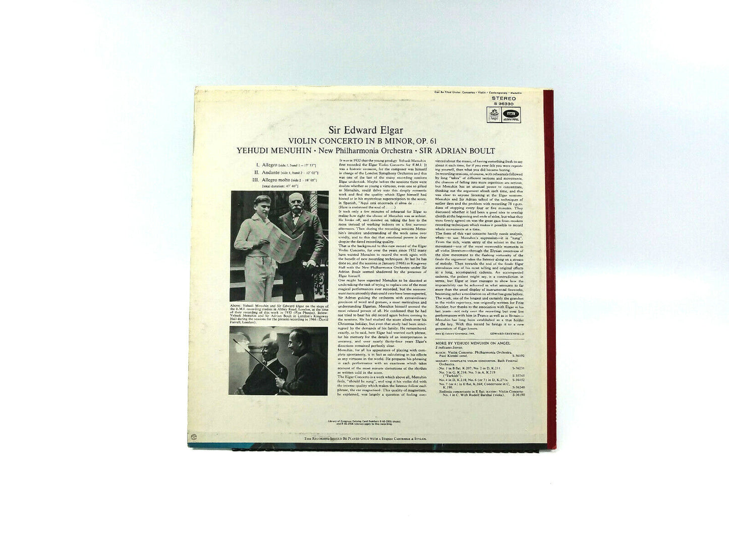 Violin Concerto In B Minor, Op. 61 - Elgar* - Yehudi Menuhin, Sir Adrian Boult 