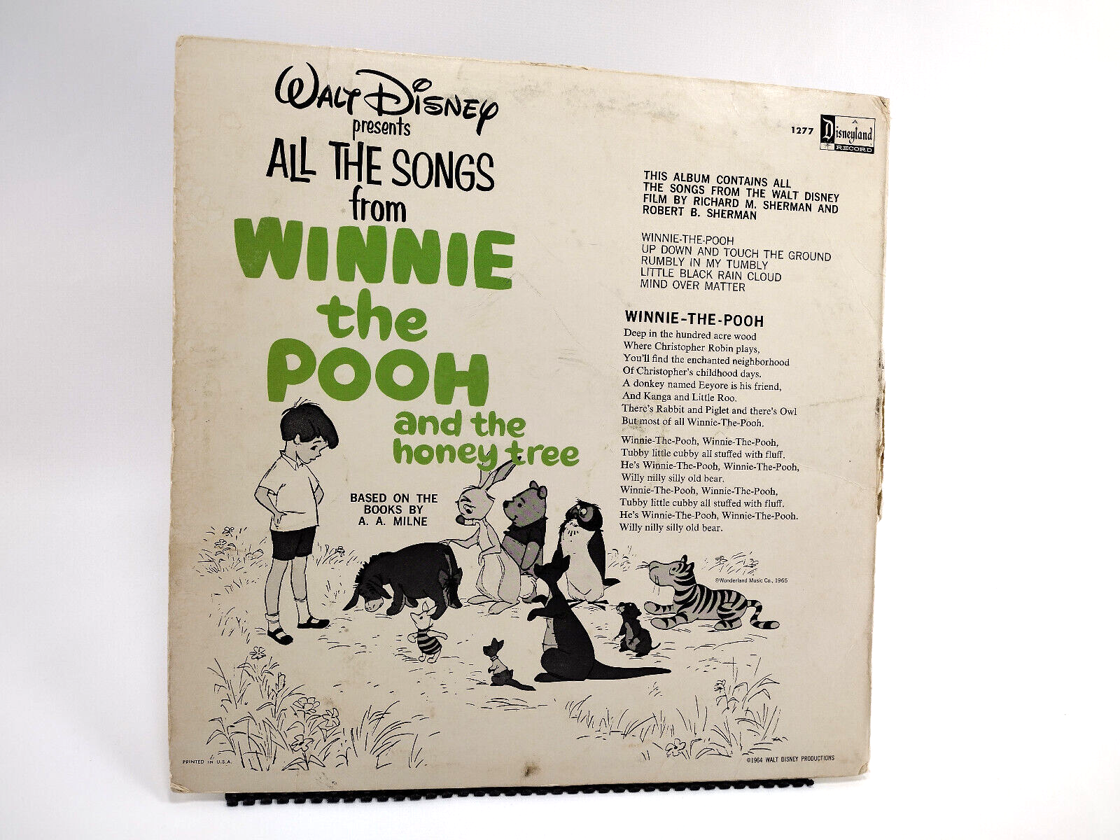 Walt Disney Presents All The Songs From Winnie The Pooh And The Honey Tree LP