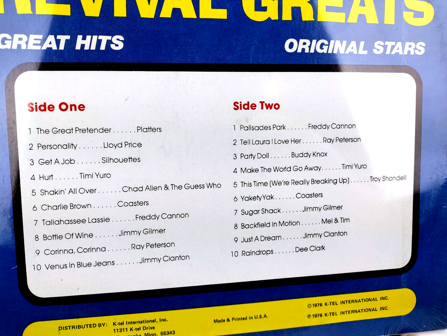 Various – 20 Rock Revival Greats  K-tel – NI 4750 Brand New Sealed  - LP