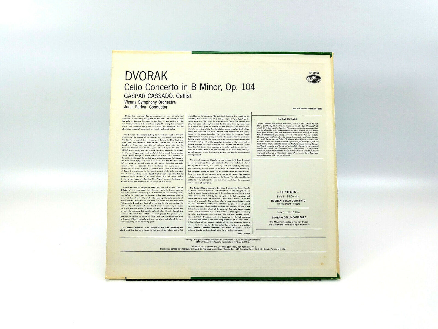 Dvorak*, Cello Concertp Op. 104 AR88062 LP - VG+