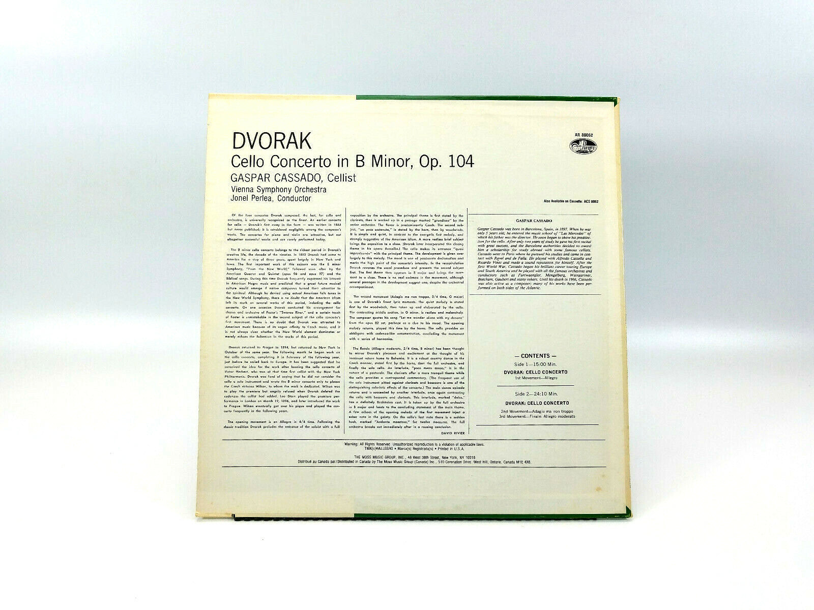 Dvorak*, Cello Concertp Op. 104 AR88062 LP - VG+