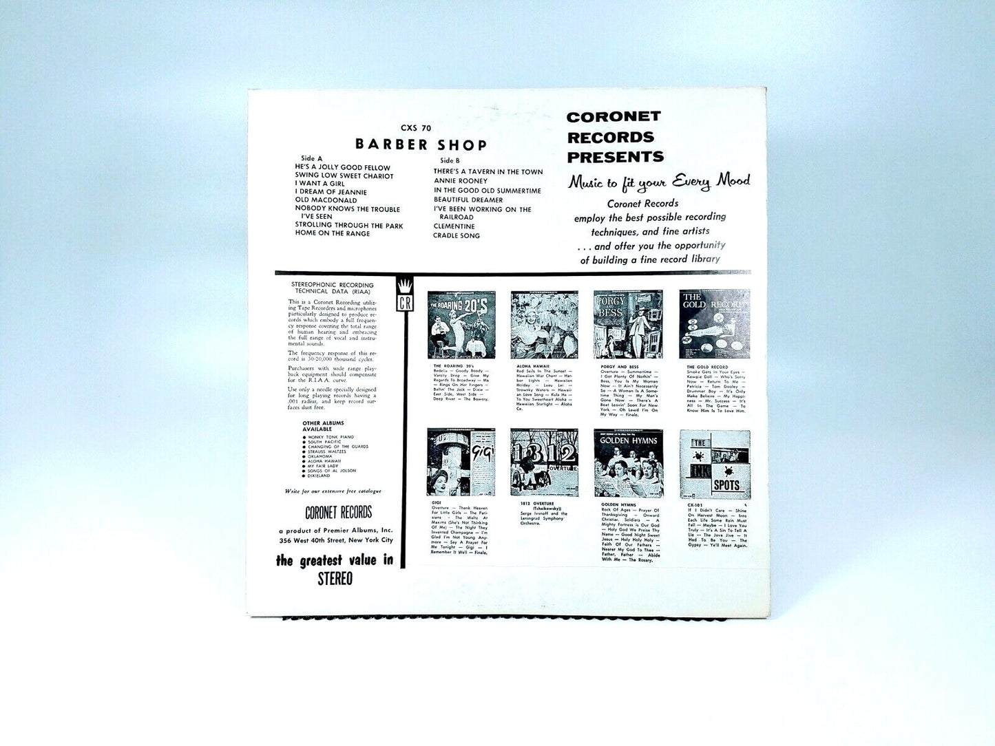 Coronet Studio Orchestra & Vocalists ‎- Barber Shop Favourites | Vinyl LP | VG+