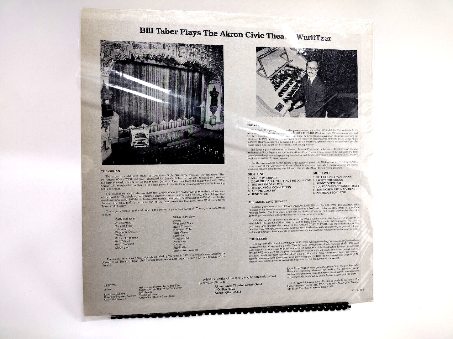 Bill Taber - The Civic Sound, Vinyl, LP - Cleaned w/ Vinyl Vac! RARE