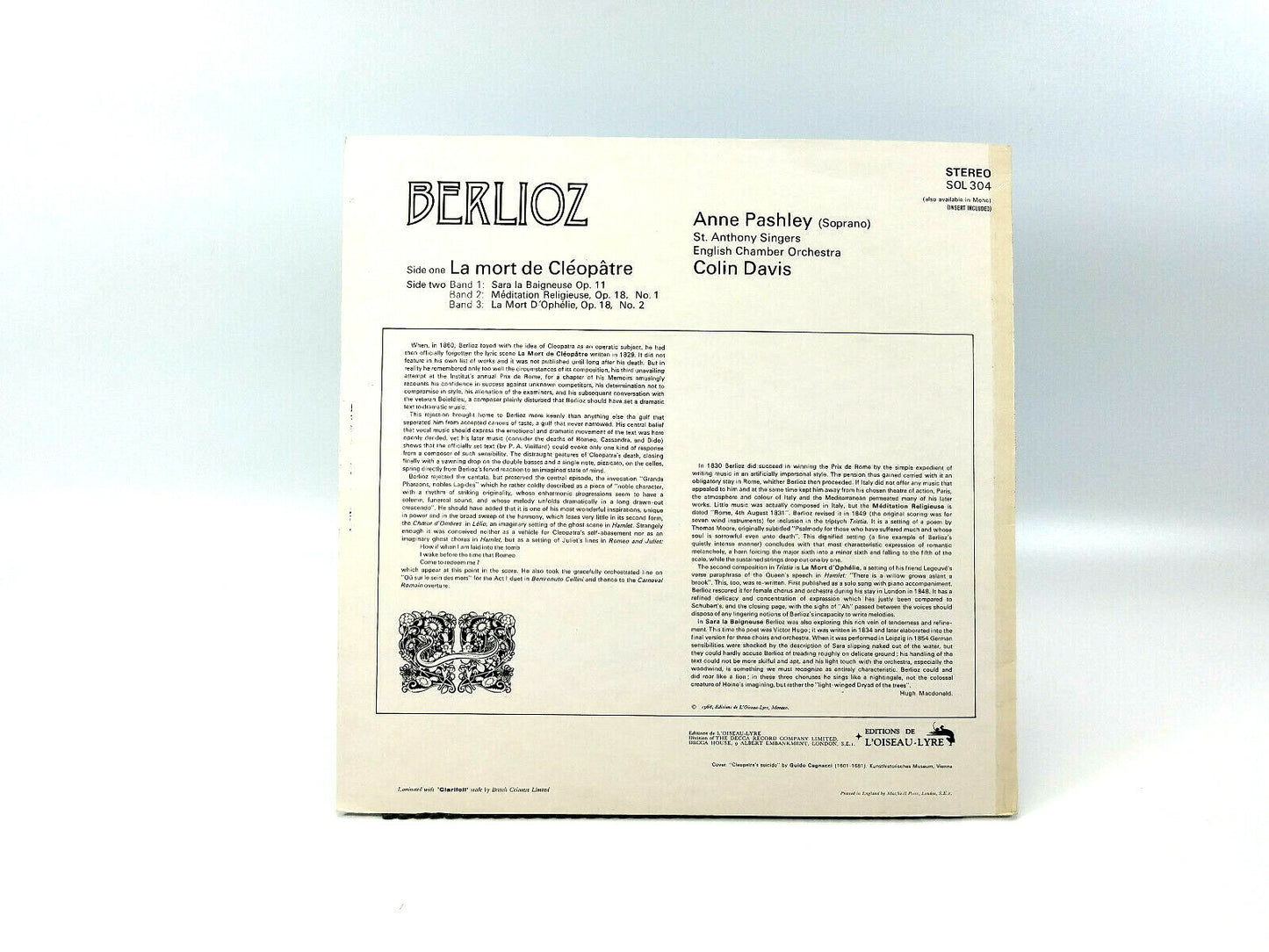 Berlioz* / Anne Pashley, St. Anthony Singers SOL 304 LP NM