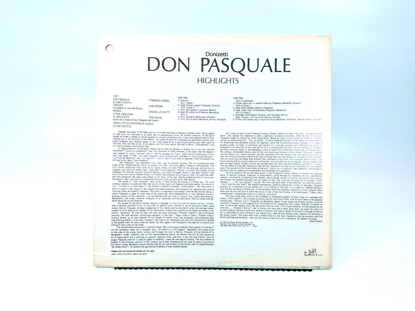 Donizetti - Don Pasquale (1965) | Vinyl LP | NM